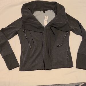 White House Black Market Heather Asphalt Grey Drape Front Jacket Small Soft NWT